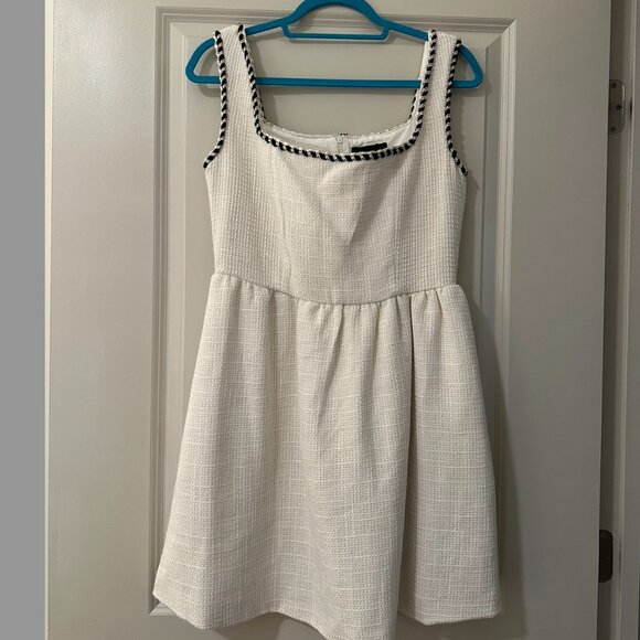 Cider Tweed U-neckline Solid Mini Dress - Picture 2 of 6
